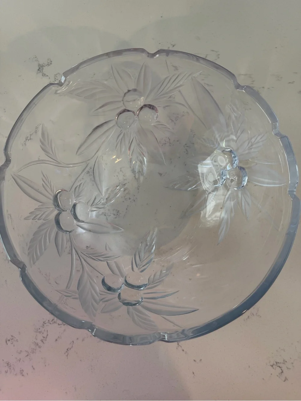 Vintage Pressed Clear Glass Cherry 🍒 Serving Bowl - Home Dining